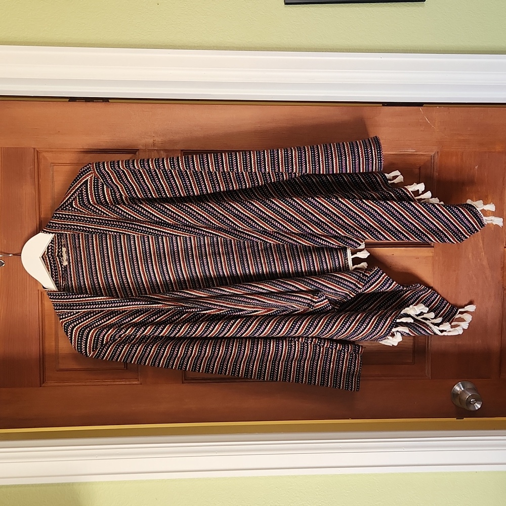 Baggy loose fitting open jacket with tassels